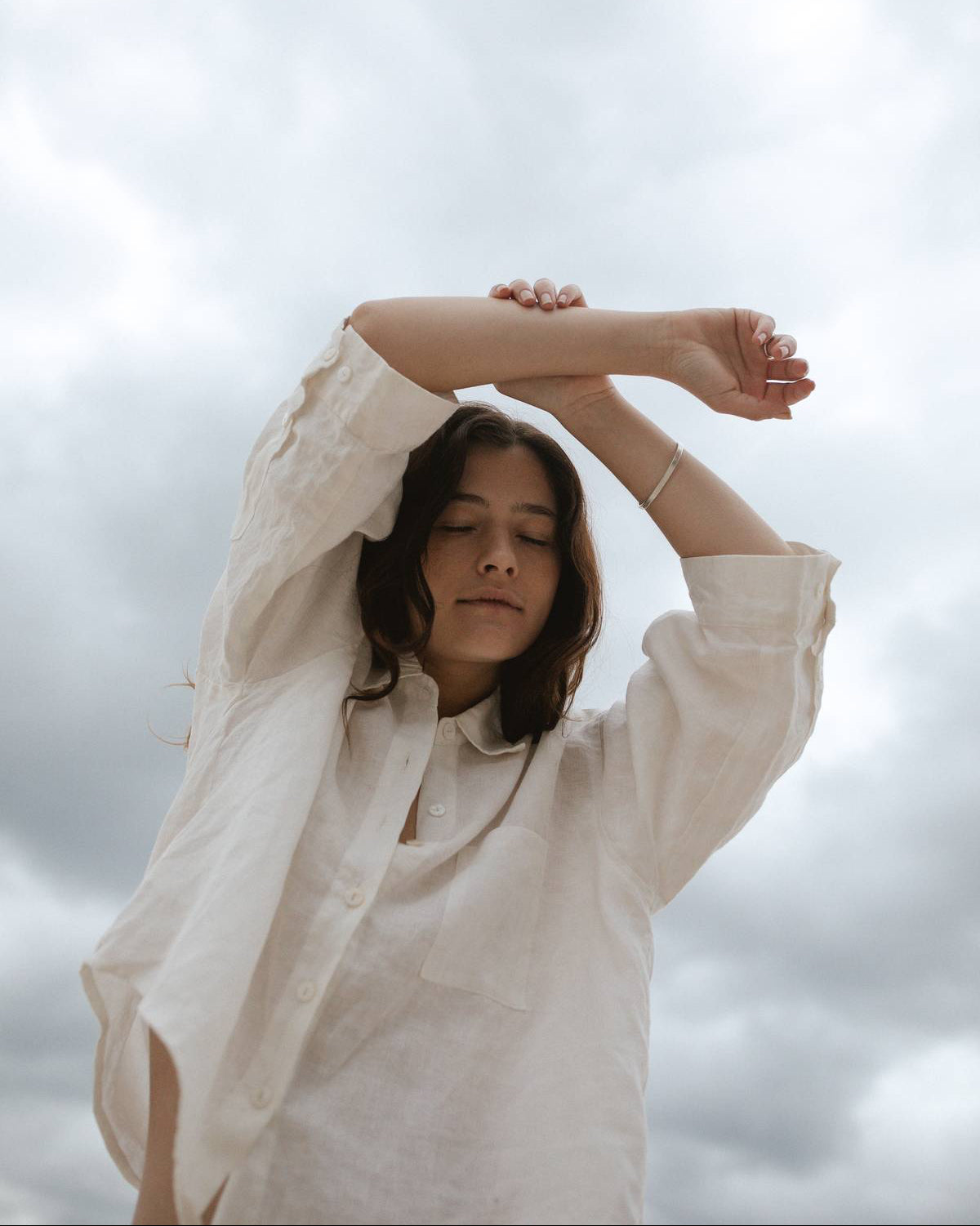 White Linen Sleep Set Detail